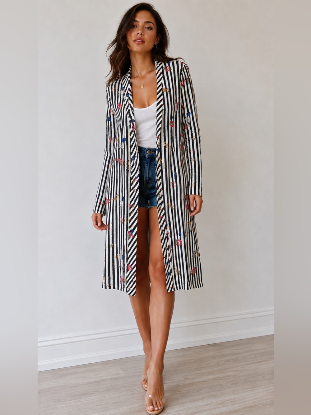 Lovers + Friends Stripe & Floral Long Robe Size S‎